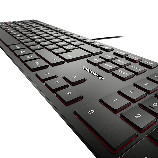 Tastiera CHERRY KC 6000 SLIM FOR MAC Con Cavo USB - Layout UK, Tasti Silenziosi, Design Piatto Bianco-argento