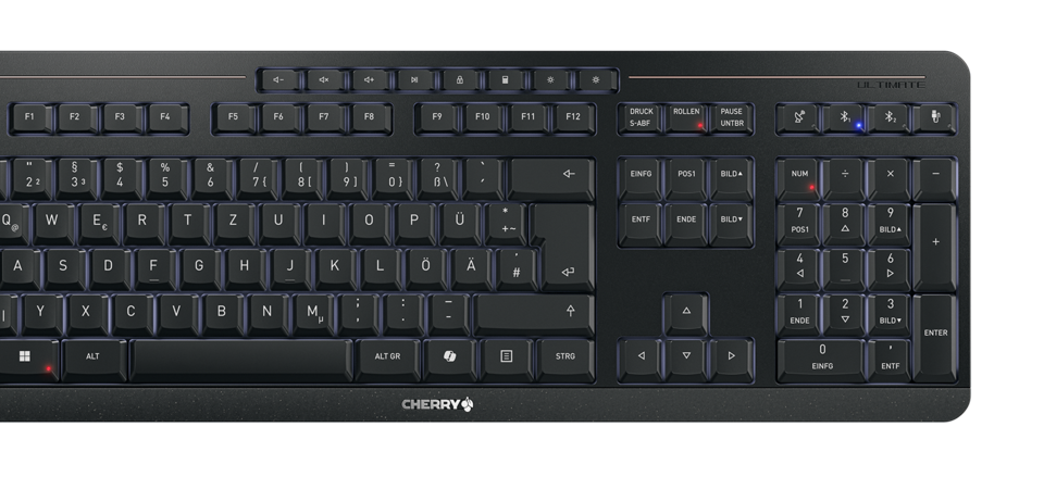 CHERRY STREAM KEYBOARD WIRELESS, Wireless Keyboard, French Format (AZERTY), 2.4 GHz Connection, Silent Keys, Flat Design, Battery Powered, Black