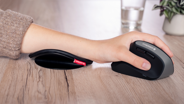 CHERRY SLIDEPAD エルゴ エルゴスライド式アームレストで作業時の人間工学を向上 快適な姿勢で自由な動きを同時に実現 CHERRY SLIDEPAD ERGO｜人間工学に基づいたグライディングアーム