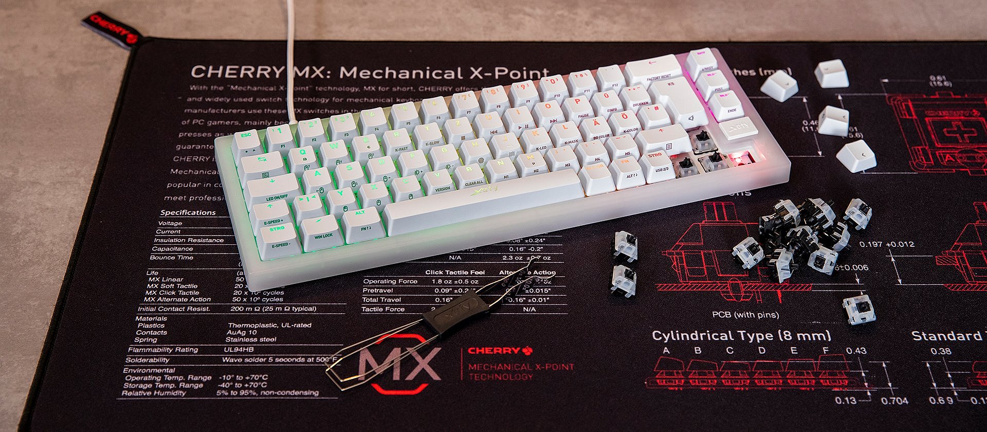 Cherry MX Black Clear Top Nixie 70個 Cherry MX 'Nixie' Style Black Clear-Top Mechanical Keyboard